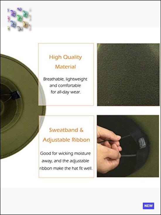 Classic Felt Fedora Wide Brim Hat with Belt Buckle Adjustable main image 4